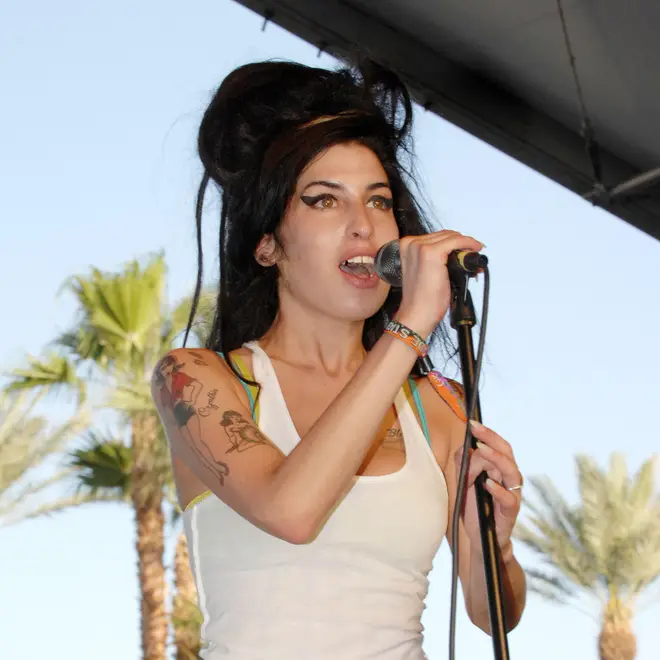 Amy Winehouse performs during day 1 of the Coachella Music Festival held at the Empire Polo Field on April 27, 2007