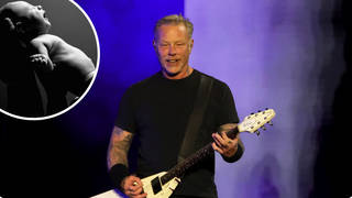 Metallica's James Hetfield with a baby inset