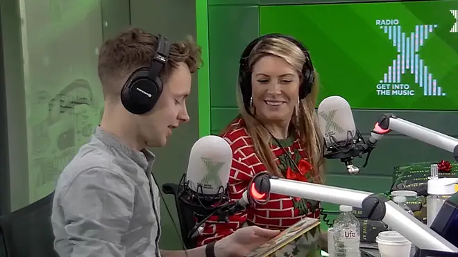 James and Pippa open Christmas presents on The Chris Moyles Show