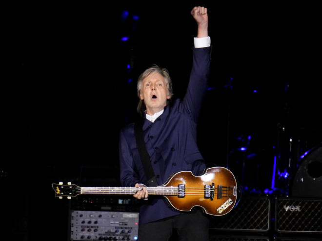 Paul McCartney performs during his Got Back tour at SoFi Stadium in Inglewood, May 2022.