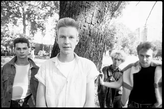 Depeche Mode in the mid 1980s: Dave Gahan, Andrew "Fletch" Fletcher, Martin Gore and Alan Wilder