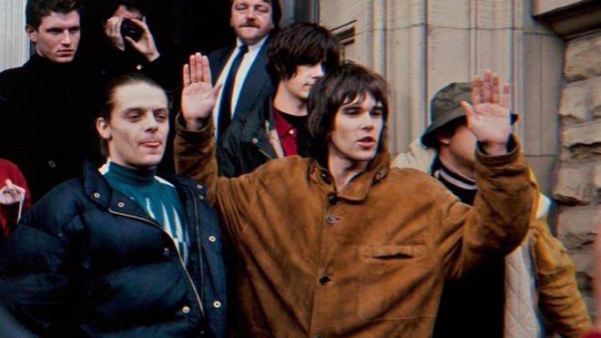 The Stone Roses outside Wolverhampton Magistrates Court in February 1990