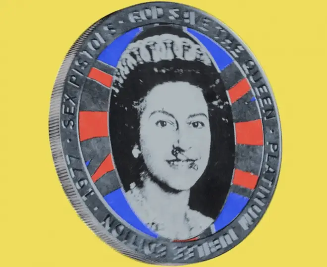 The Sex Pistol's commemorative coin sees the Queen with a lip piercing on its reverse