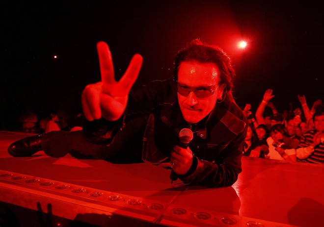 Bono tells fans how many years he'll be on the Vertigo Tour with U2 on the opening night at San Diego Sports Center, 28 March 2005