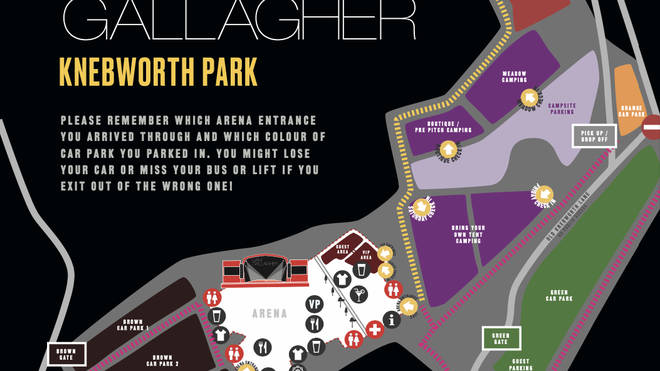 Liam Gallagher Knebworth Park map