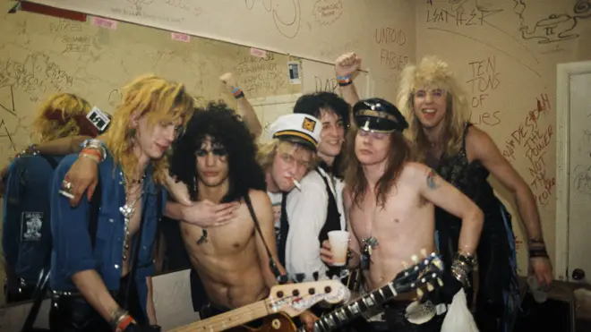 Guns N’ Roses in 1986: Duff McKagan, Slash, Izzy Stradlin, Axl Rose and Steven Adler