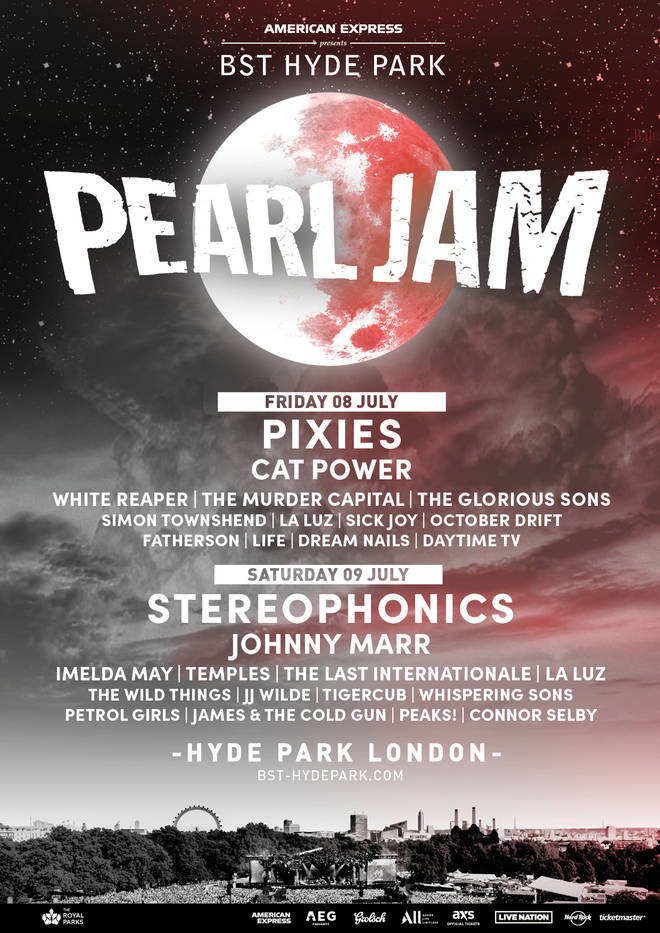 The latest line-up poster for Pearl Jam at BST Hyde Park has been released