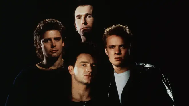 U2 in 1985: Adam Clayton, The Edge, Bono and Larry Mullen, Jr.