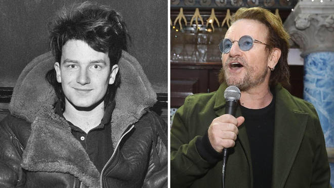 Bono in April 1983 and in December 2018