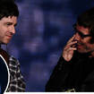 Noel and Liam Gallagher in 2008 with George Michael inset in 2012