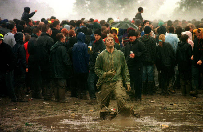 One of the wettest Glastonbury festivals, June 1998.
