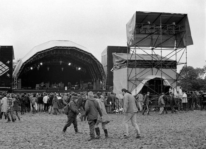 The gradually sinking Other Stage at Glastonbury 1997