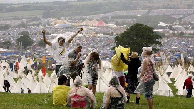 The view from the Green Fields at a damp Glastonbury 2009