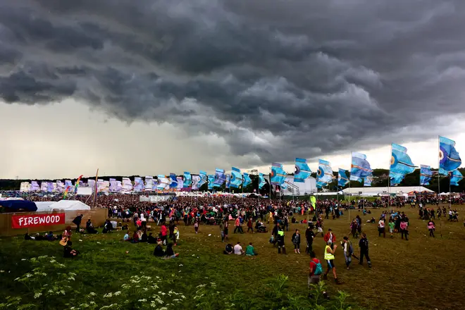 Storm clouds build up over Glastonbury 2014