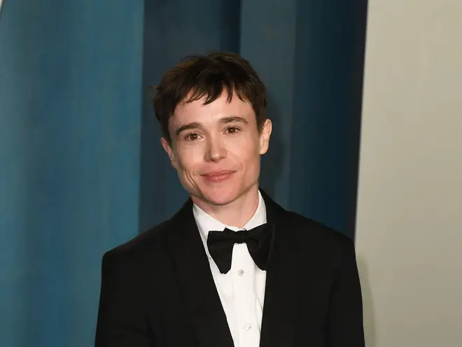 Elliot Page on the Vanity Fair Oscars Party red carpet in March 2022