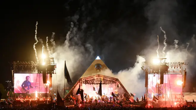 Paul McCartney plays on the Pyramid Stage
