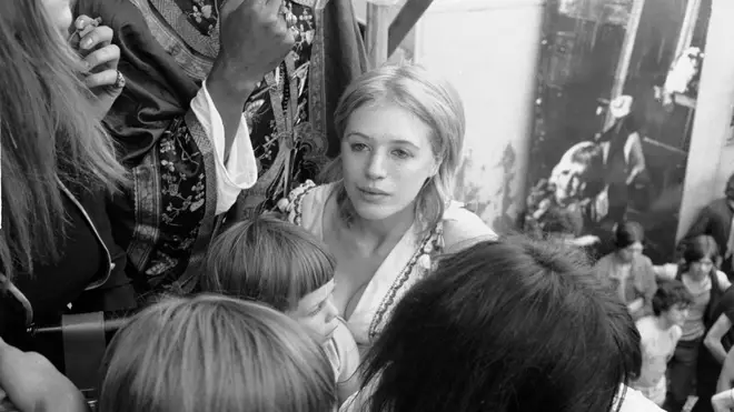 Marianne Faithfull and her young son Nicholas attend a Rolling Stones concert in London's Hyde Park.