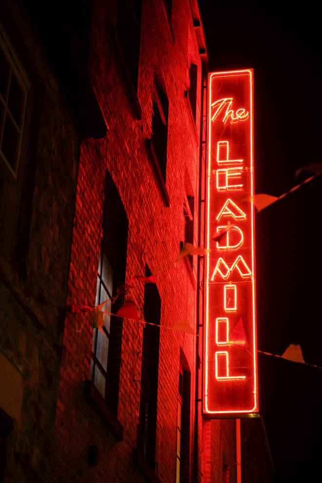 The iconic red Leadmill neon sign, Sheffield, South Yorkshire, England