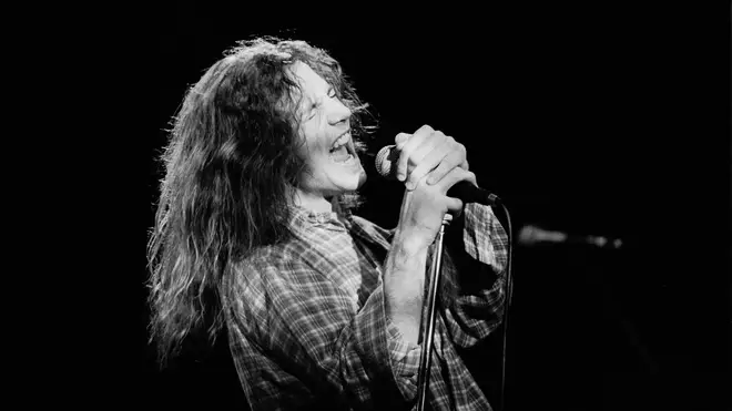 Eddie Vedder performs with Pearl Jam on February 12th 1992 at the Melkweg in Amsterdam