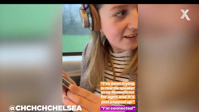 James's girlfriend Chelsea intercepts a commuter's bluetooth