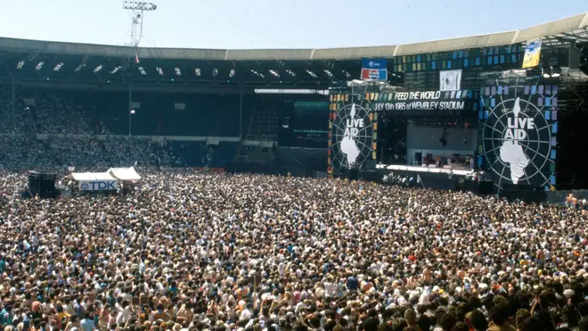 The crowd at Live Aid, Wembley Stadium, 13th July 1985