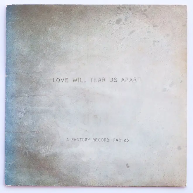 The 7" edition of Love Will Tear Us Apart, designed by Peter Saville and Ben Kelly