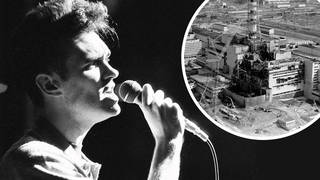 Morrissey onstage in 1984; the Chernobyl disaster in 1986