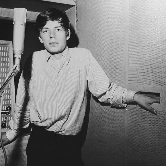 Mick Jagger at Olympic Studios on 10th May 1963, recording the Stones' first single Come On