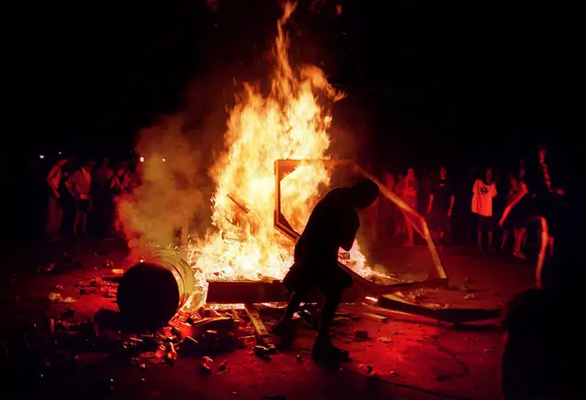 The bonfires start at Woodstock '99