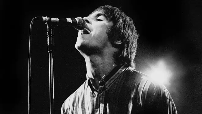 Liam Gallagher performing in Sheffield in December 1994