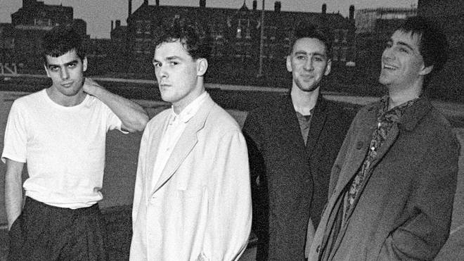 The Associates at the time of the release of their debut album, The Affectionate Punch in September 1980: Alan Rankine, Billy Mackenzie, John Murphy and Michael Dempsey (formerly with The Cure).