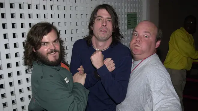 Jack Black, Dave Grohl and Kyle Gass during Foo Fighters Concert at Universal Amphitheater at Universal Amphitheater in Los Angeles, California, United States. October 2000