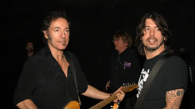 Bruce Springsteen and Dave Grohl rehearse for the The 45th Annual GRAMMY Awards in February 2003.