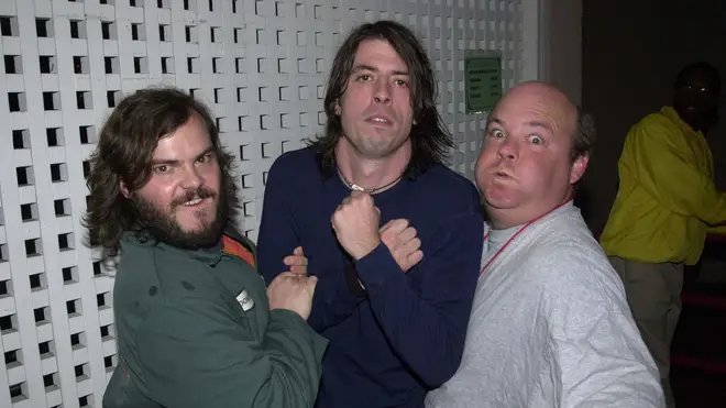 Jack Black, Dave Grohl & Kyle Gass during Foo Fighters Concert at Universal Amphitheater in 2000