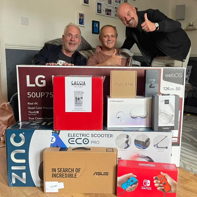 Marcus in Colchester after Chris and Dom delivered Tuesday's Prize Dump haul