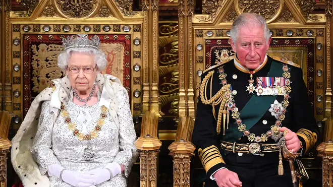 Queen Elizabeth II and Prince Charles at the State Opening Of Parliament in 2019