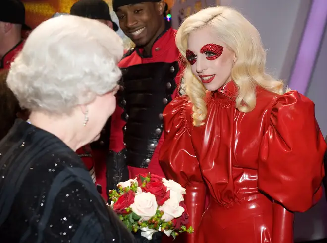 Lady Gaga meets The Queen at the Royal Variety Performance in Blackpool, December 2009