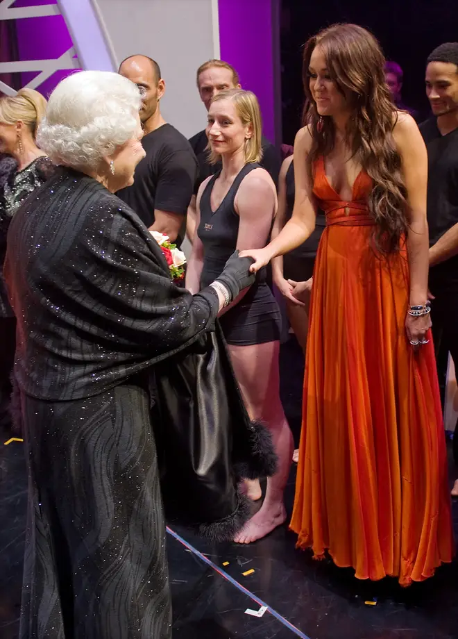 The Queen meets Miley after the Royal Variety Performance in Blackpool in December 2009