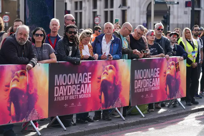 Fans gather at Camden Town to watch David Bowie's stone be unveiled on the Music Walk of fame