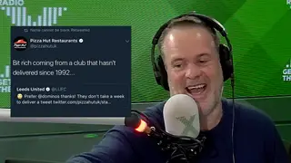 Chris Moyles reacts to Pizza Hut and Leeds United FC's Twitter banter