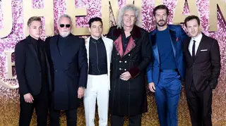 Ben Hardy, Queen's Roger Taylor, Rami Malek, Queen's Brian May, Gwilym Lee and Joseph Mazzello at the world premiere of Bohemian Rhapsody in London, Britain