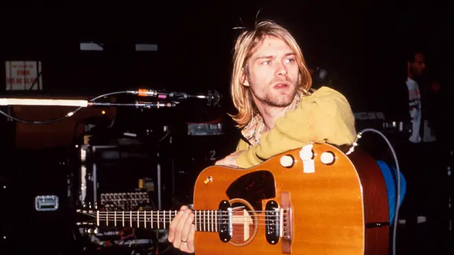 Kurt Cobain of Nirvana during Nirvana in New York in 1990