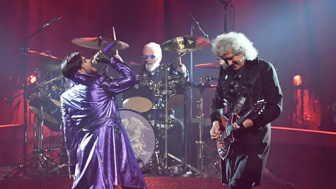 Queen's Brian May, Roger Taylor and their live singer Adam Lambert