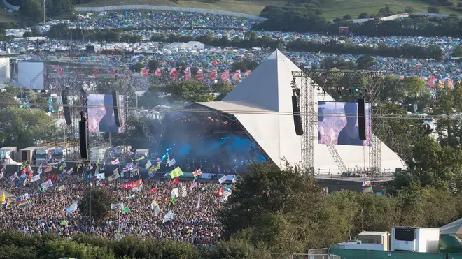 Music fans gather at the Pyramid Stage for Glastonbury 2017