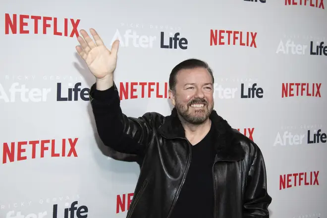 Ricky Gervais attends a screening of Netflix&squot;s "After Life" at the Paley Center for Media on Thursday, March 7, 2019, in New York