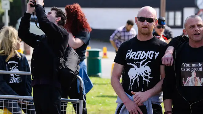 Fans pay tribute to Keith Flint at his funeral on 29 March 2019