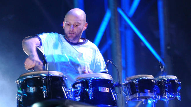 Moby performing on the Pyramid Stage at the Glastonbury Festival, 29 June 2003.
