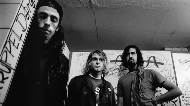 Nirvana's Dave Grohl, Kurt Cobain and Krist Novoselic in 1991