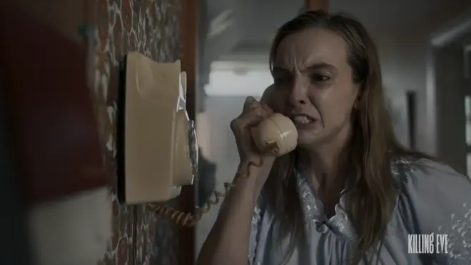 Jodie Comer as Villanelle in a Killing Eve teaser trailer