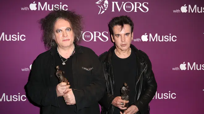 Robert Smith and Simon Gallup of The Cure at the Ivor Novello Awards, May 2022